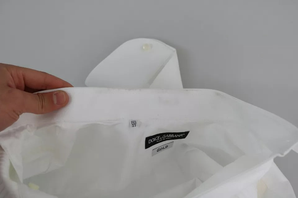 Robe de smoking blanche formelle Dolce &amp; Gabbana, chemise dorée.