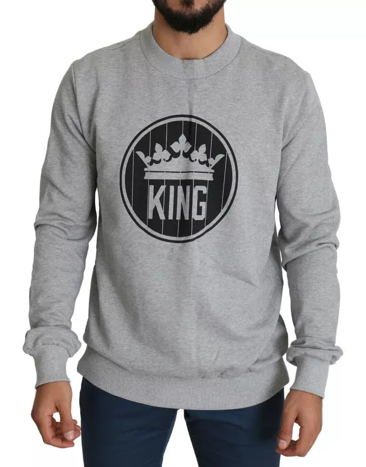 Dolce &amp; Gabbana grijze katoenen pullover met koningenkroonprint