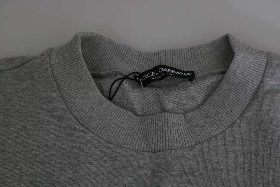 Pull en coton gris à imprimé "Roi Couronné" de Dolce &amp; Gabbana