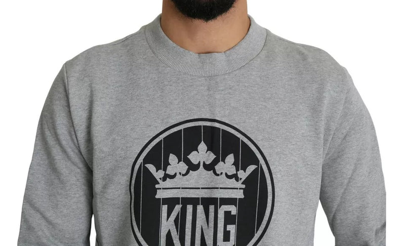 Dolce &amp; Gabbana grijze katoenen pullover met koningenkroonprint