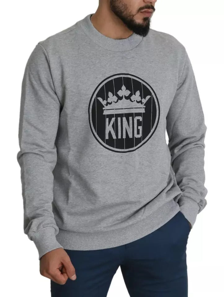 Dolce &amp; Gabbana grijze katoenen pullover met koningenkroonprint