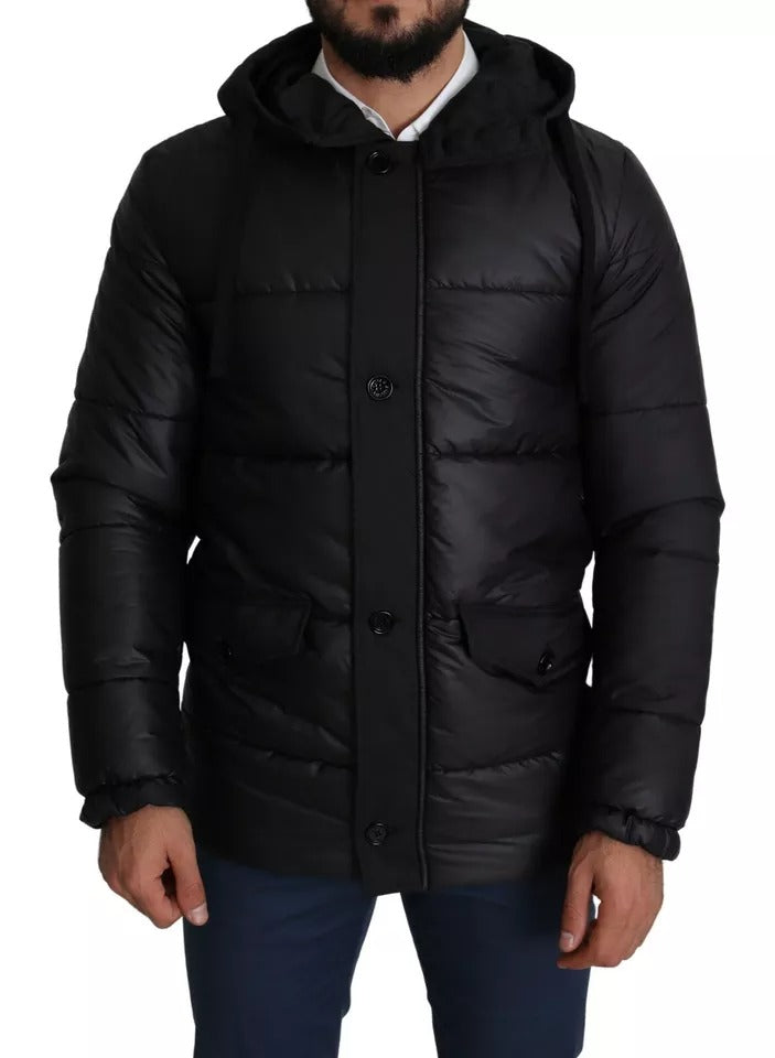 Manteau Puffer en Polyester Noir à Capuche pour Homme de Dolce & Gabbana