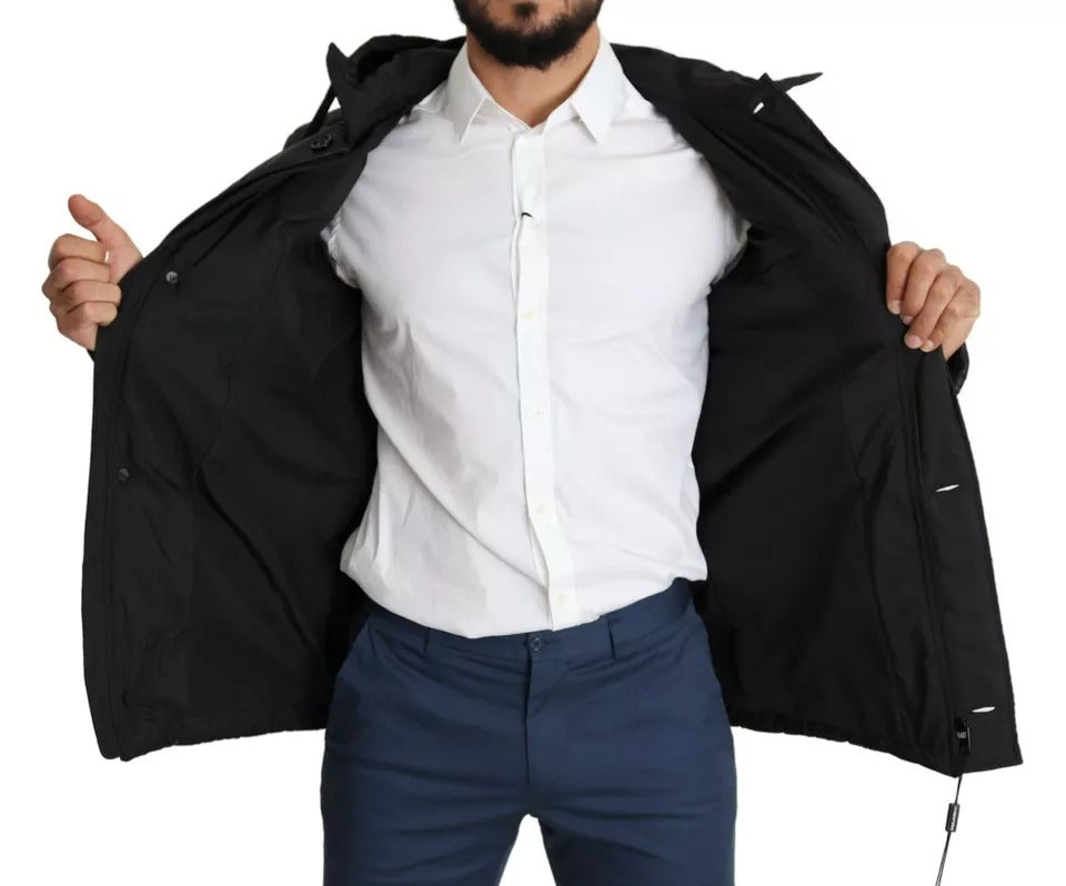 Manteau Puffer en Polyester Noir à Capuche pour Homme de Dolce & Gabbana