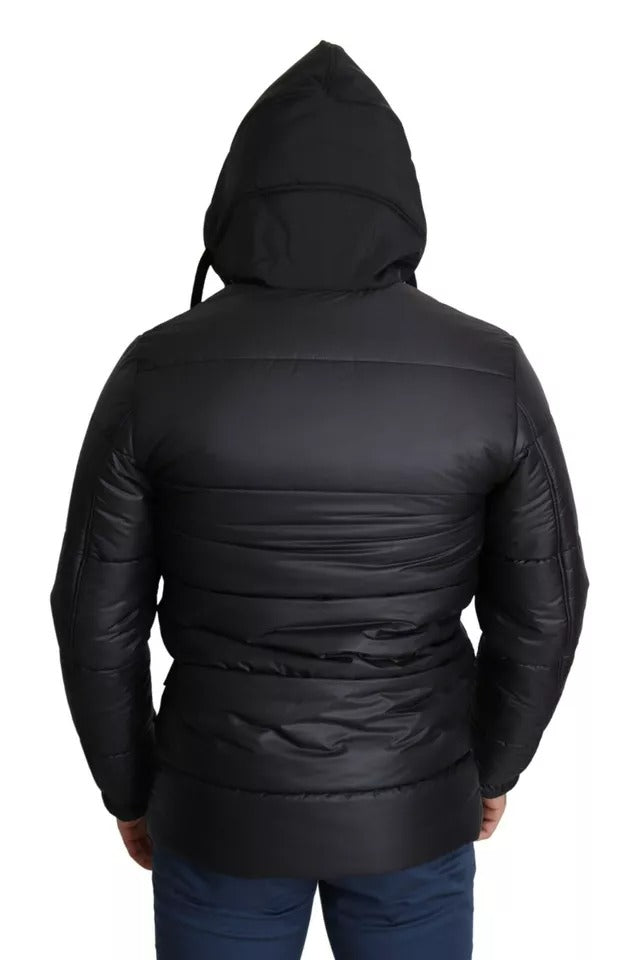 Manteau Puffer en Polyester Noir à Capuche pour Homme de Dolce & Gabbana