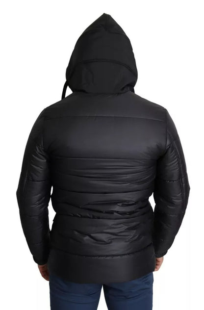 Manteau Puffer en Polyester Noir à Capuche pour Homme de Dolce & Gabbana