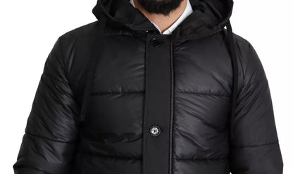 Manteau Puffer en Polyester Noir à Capuche pour Homme de Dolce & Gabbana