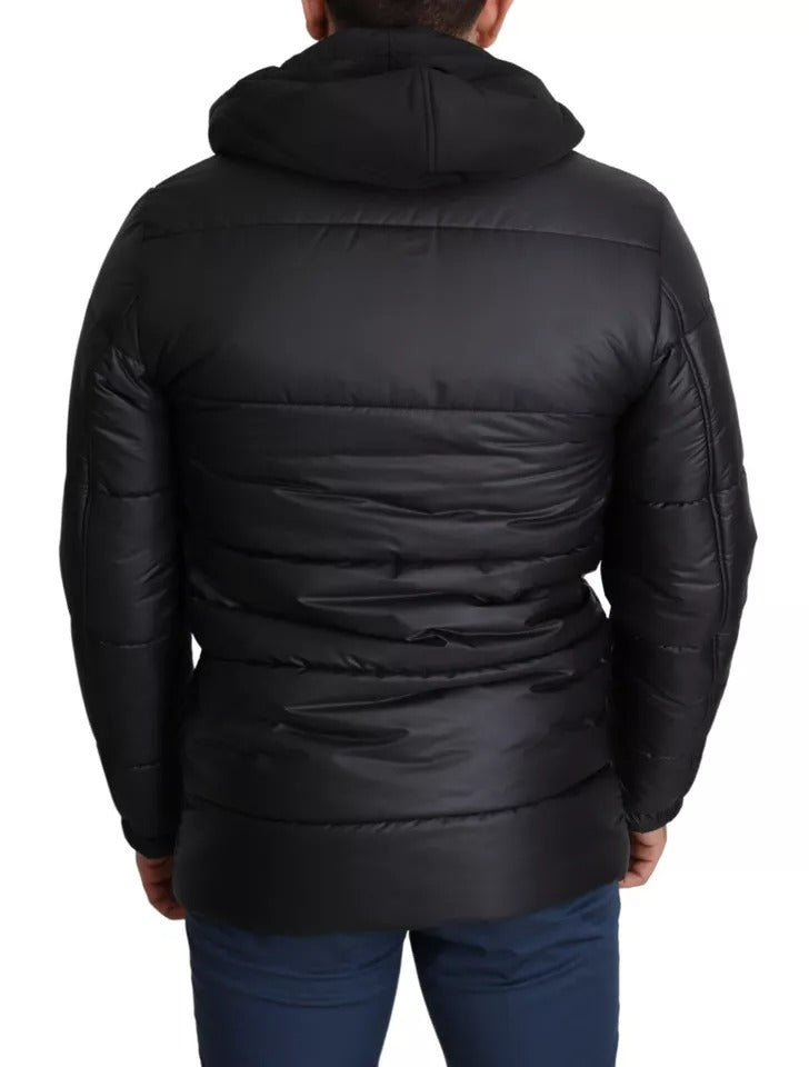Manteau Puffer en Polyester Noir à Capuche pour Homme de Dolce & Gabbana