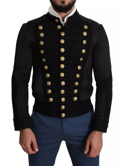 Dolce & Gabbana zwart, met knopen versierd, militair jack