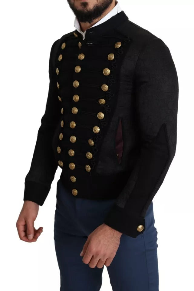 Dolce & Gabbana zwart, met knopen versierd, militair jack
