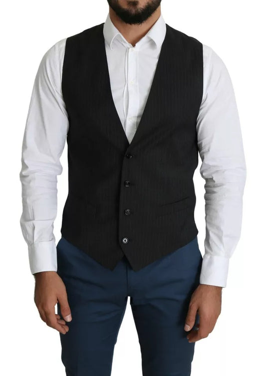 Gilet sans manches noir pour homme, modèle STAFF, de Dolce & Gabbana.