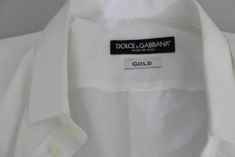 Chemise habillée en coton blanc Dolce &amp; Gabbana, col doré.