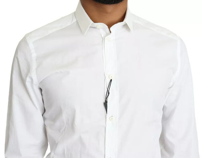 Chemise habillée en coton blanc Dolce & Gabbana, col doré.
