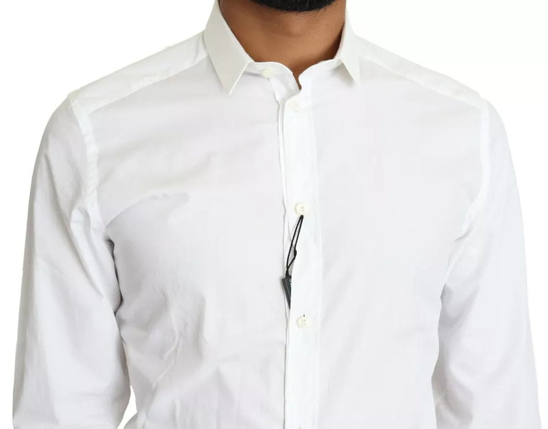 Chemise habillée en coton blanc Dolce &amp; Gabbana, col doré.