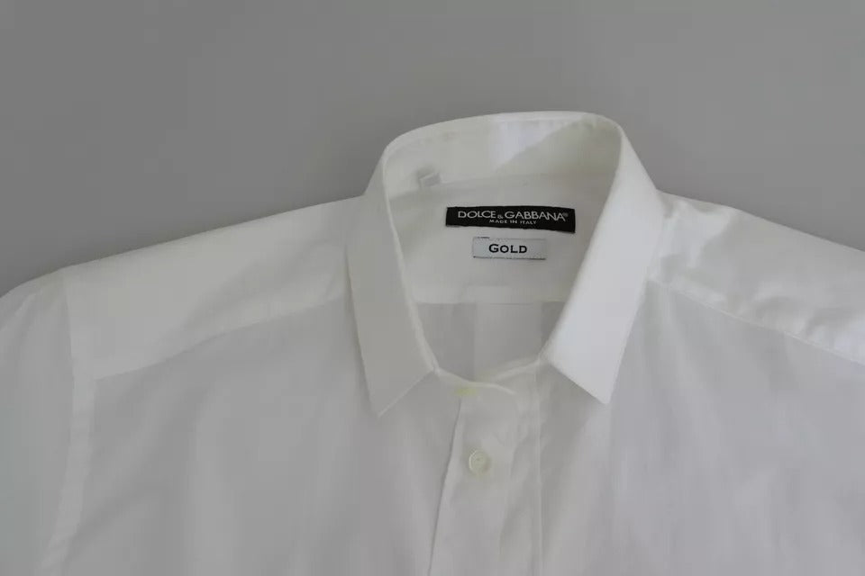Chemise habillée en coton blanc Dolce & Gabbana, col doré.