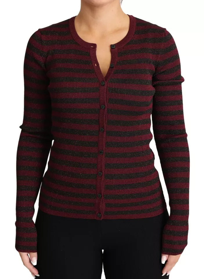 Dolce & Gabbana Black Red Striped Women's Cardigan Sweater