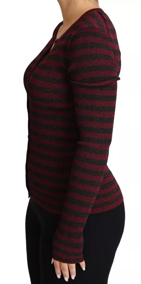 Dolce & Gabbana Black Red Striped Women's Cardigan Sweater