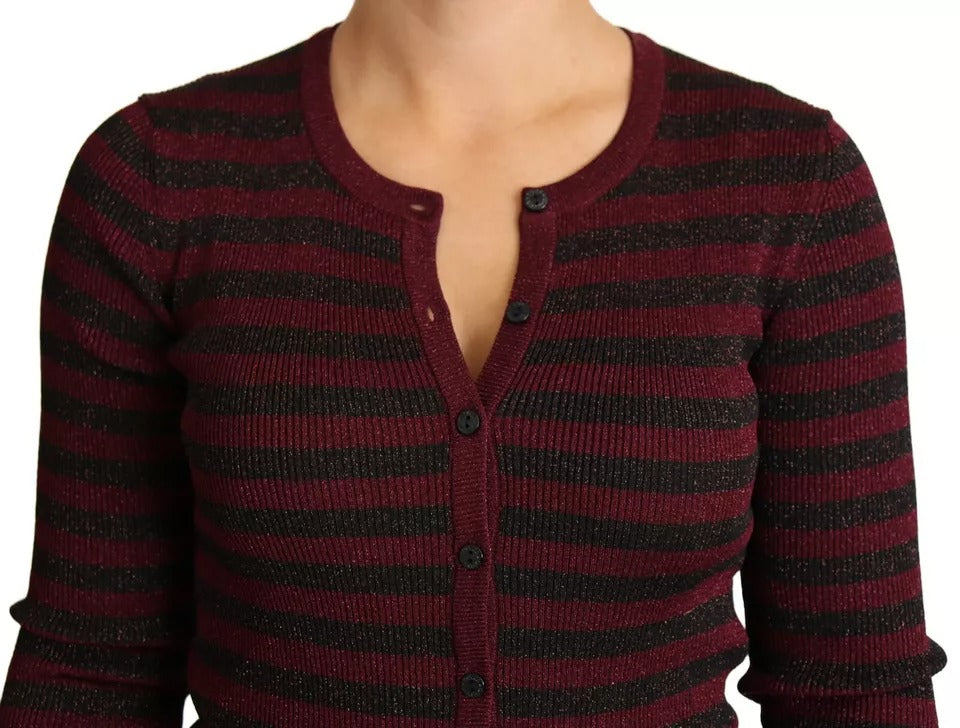 Dolce & Gabbana Black Red Striped Women's Cardigan Sweater