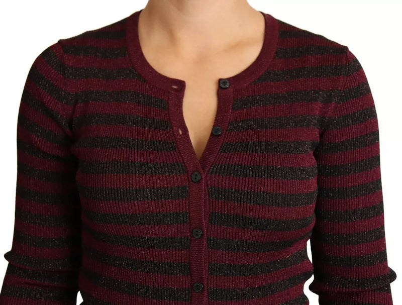 Dolce & Gabbana Black Red Striped Women's Cardigan Sweater