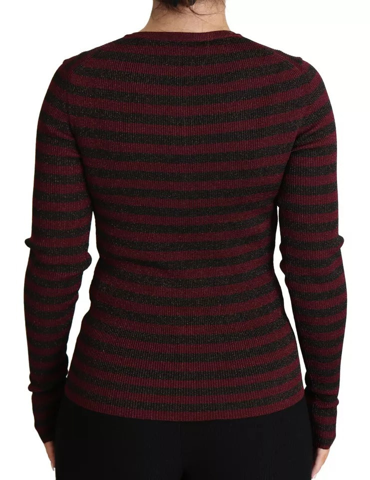 Dolce & Gabbana Black Red Striped Women's Cardigan Sweater