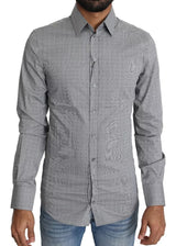 Chemise habillée grise à pois SICILIA, coupe semi-ajustée, Dolce &amp; Gabbana