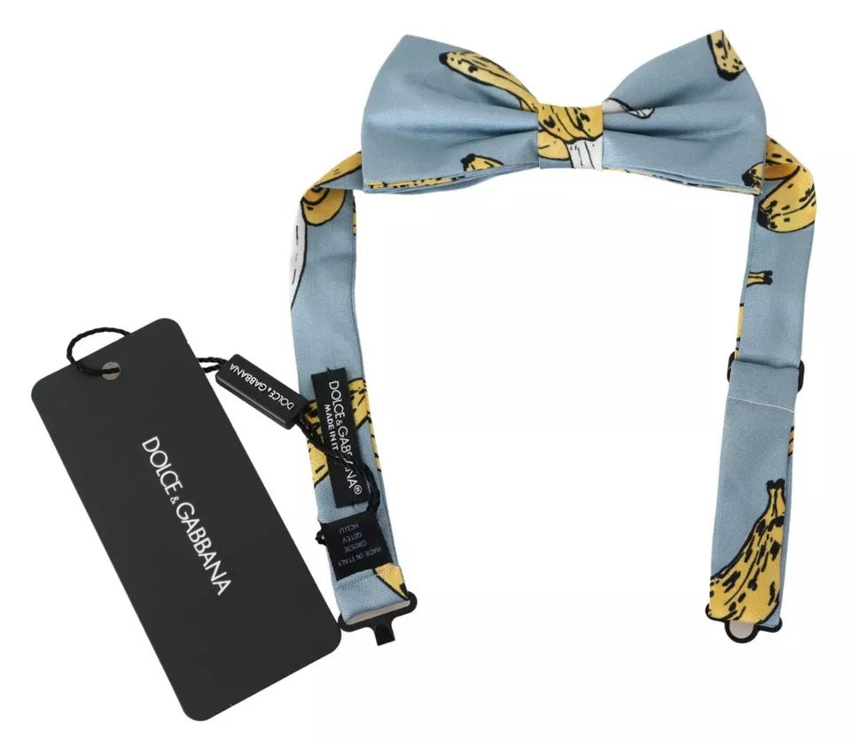 Nœud papillon en soie bleu clair imprimé banane Dolce &amp; Gabbana pour homme