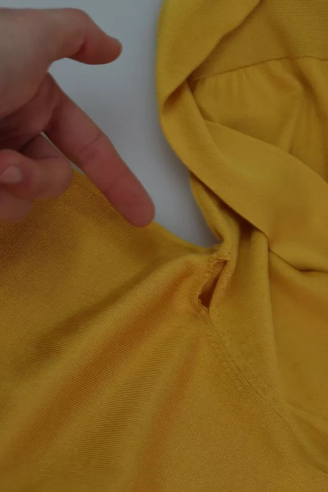 Dolce & Gabbana Yellow Silk Knit Pullover with Ascot Collar