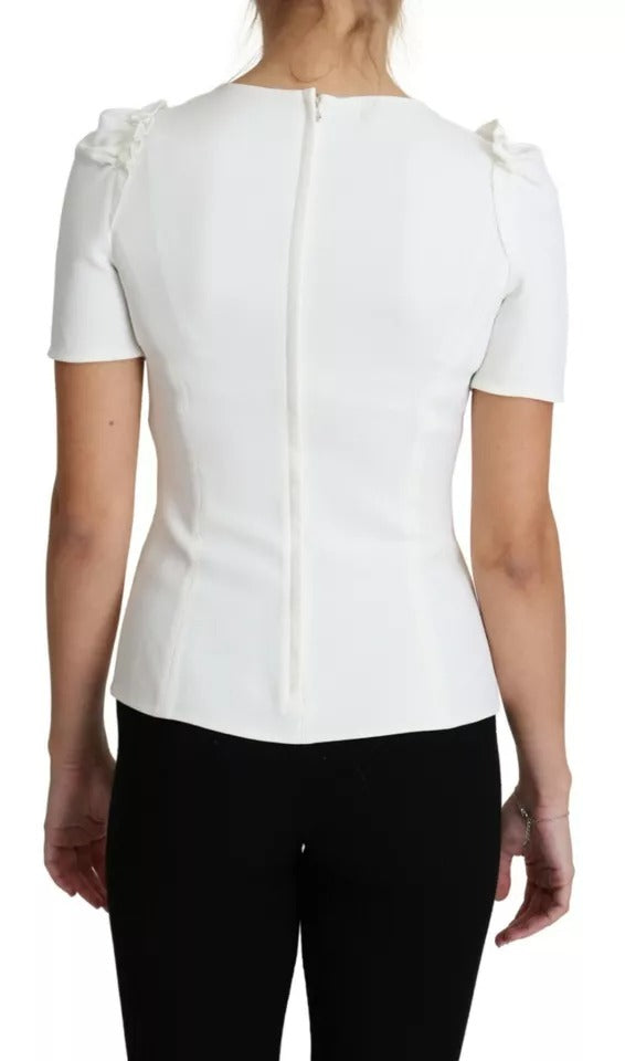 Dolce & Gabbana Blouse Femme Blanche en Viscose Élastique