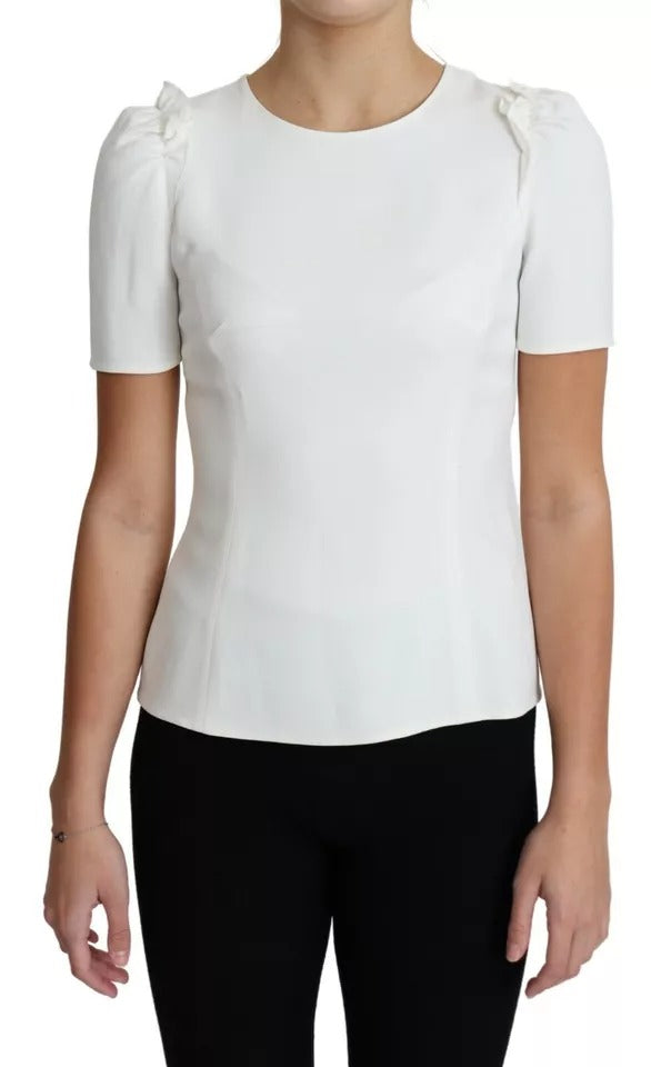 Dolce & Gabbana Blouse Femme Blanche en Viscose Élastique
