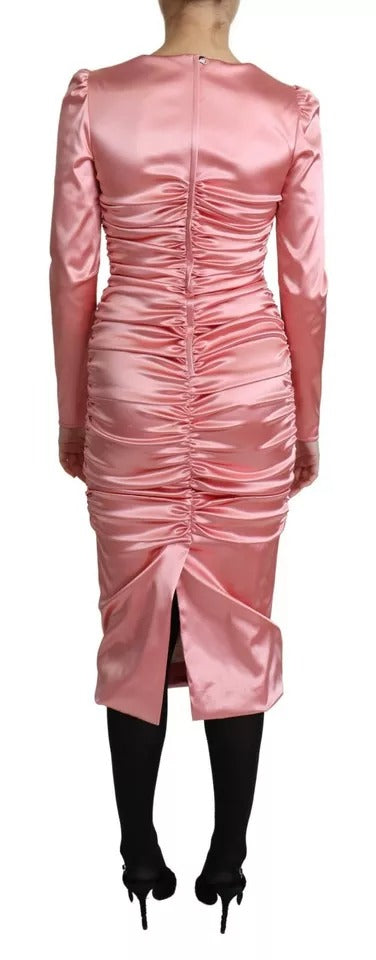 Robe Midi Bodycon à Manches Longues Dolce & Gabbana en Rose