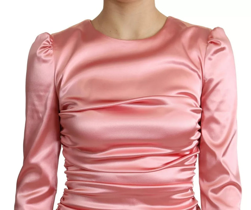 Robe Midi Bodycon à Manches Longues Dolce & Gabbana en Rose