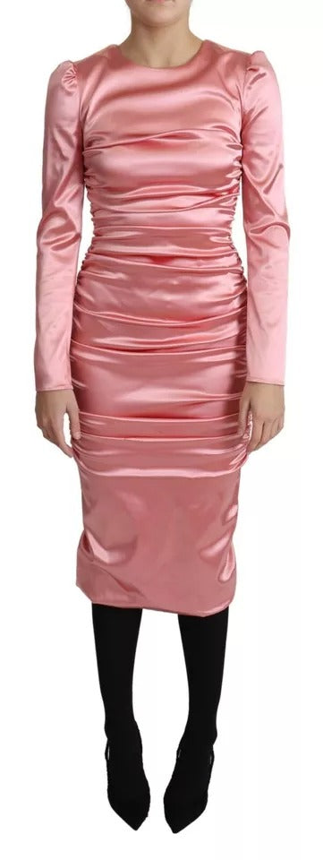 Robe Midi Bodycon à Manches Longues Dolce & Gabbana en Rose
