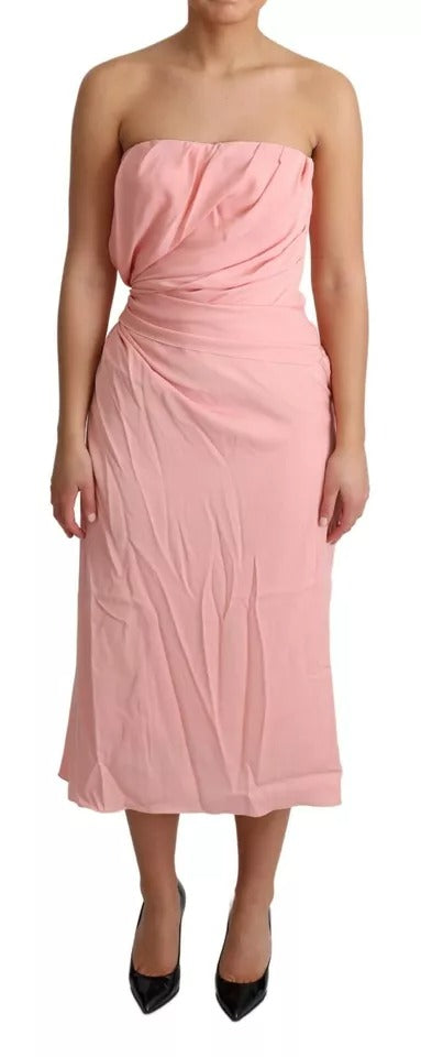 Robe Midi Sans Manches Dolce & Gabbana en Soie Rose