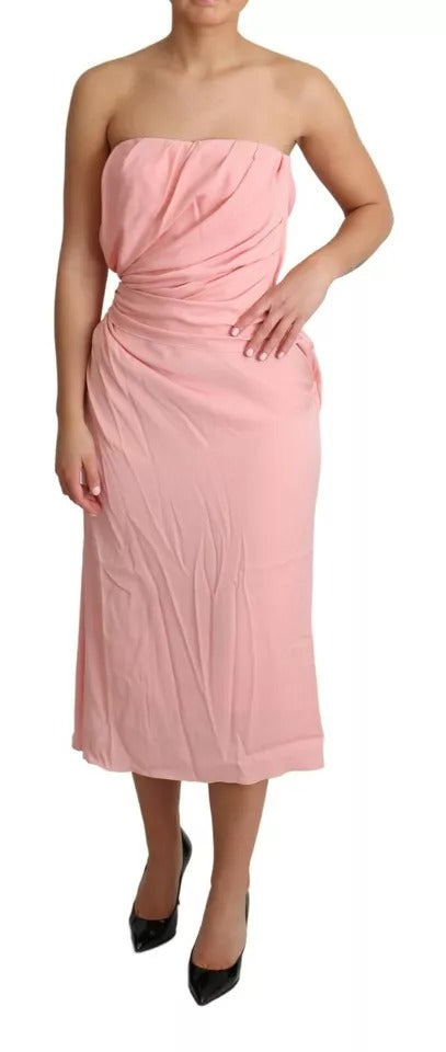 Robe Midi Sans Manches Dolce & Gabbana en Soie Rose