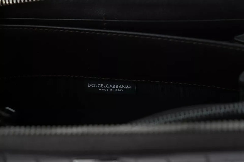 Dolce &amp; Gabbana Bruine Exotische Leren Continentale Clutch Portemonnee met Ritssluiting