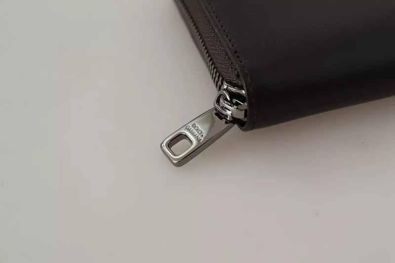 Dolce &amp; Gabbana Bruine Exotische Leren Continentale Clutch Portemonnee met Ritssluiting