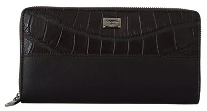 Dolce & Gabbana Bruine Exotische Leren Continentale Clutch Portemonnee met Ritssluiting