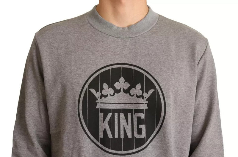 Dolce &amp; Gabbana grijze katoenen pullover met koningenkroon-print
