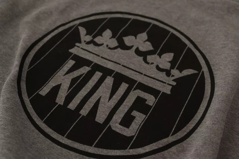 Dolce &amp; Gabbana grijze katoenen pullover met koningenkroon-print