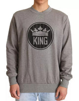 Pull en coton gris à motif couronne et roi de Dolce &amp; Gabbana