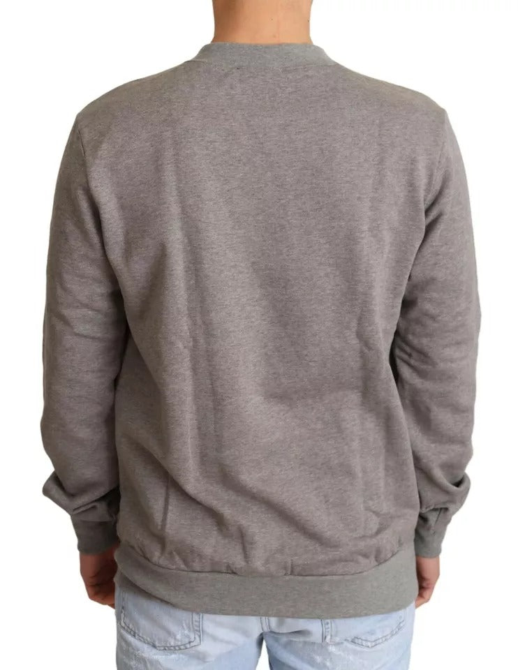 Dolce &amp; Gabbana grijze katoenen pullover met koningenkroon-print