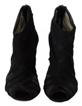 Dolce & Gabbana Black Tulle Ankle Boots with Stiletto Heels