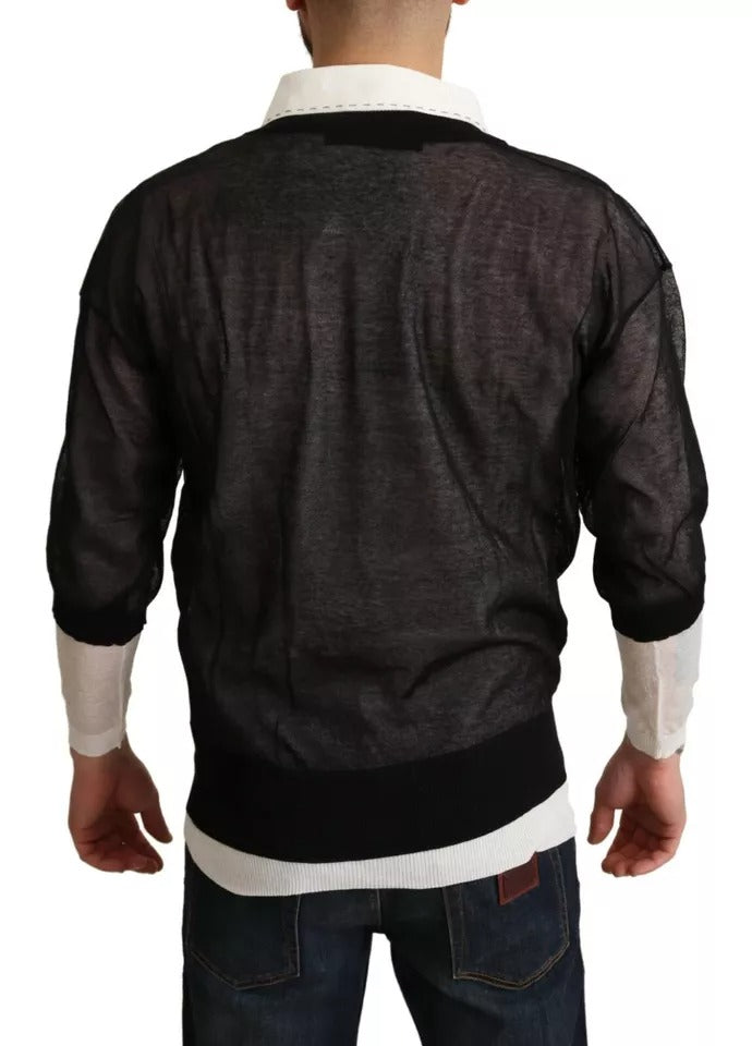 Pull-pull à col rond en jersey noir et blanc Dolce &amp; Gabbana