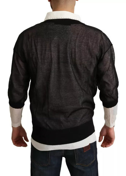 Pull-pull à col rond en jersey noir et blanc Dolce & Gabbana