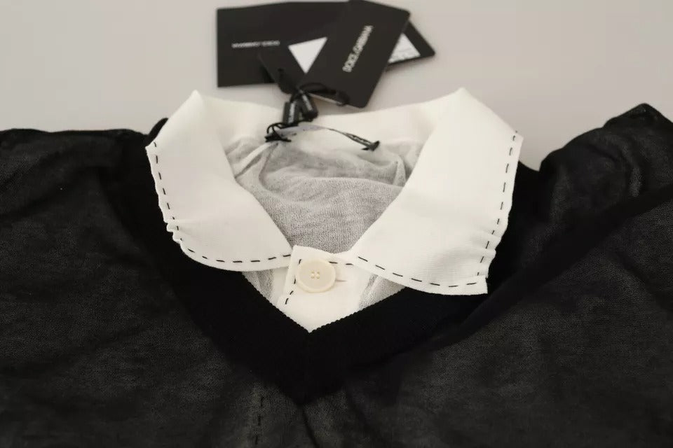 Pull-pull à col rond en jersey noir et blanc Dolce &amp; Gabbana