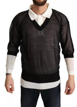 Pull-pull à col rond en jersey noir et blanc Dolce &amp; Gabbana