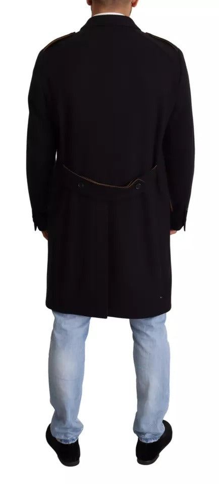 Dolce & Gabbana Trench bleu, veste longue en laine extensible