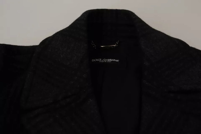 Dolce & Gabbana Trench noir en laine à carreaux