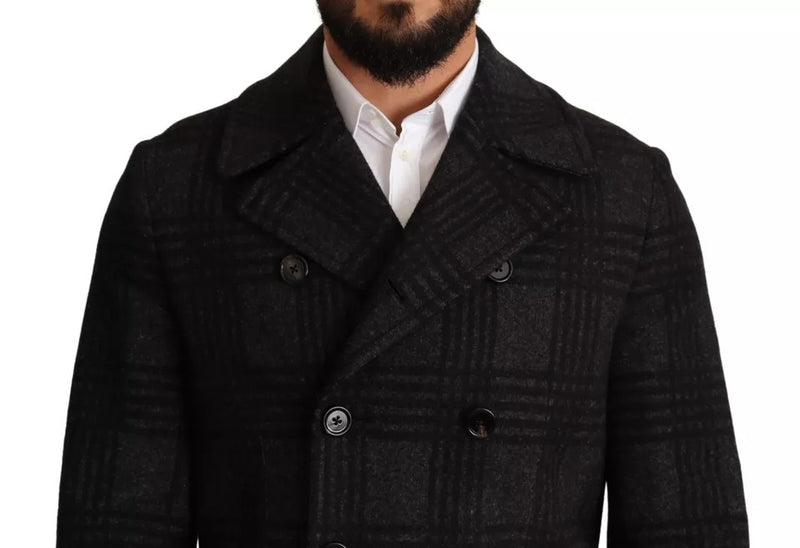Dolce & Gabbana Trench noir en laine à carreaux