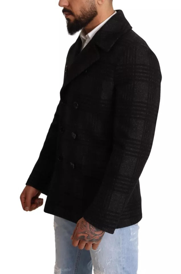 Dolce & Gabbana Trench noir en laine à carreaux