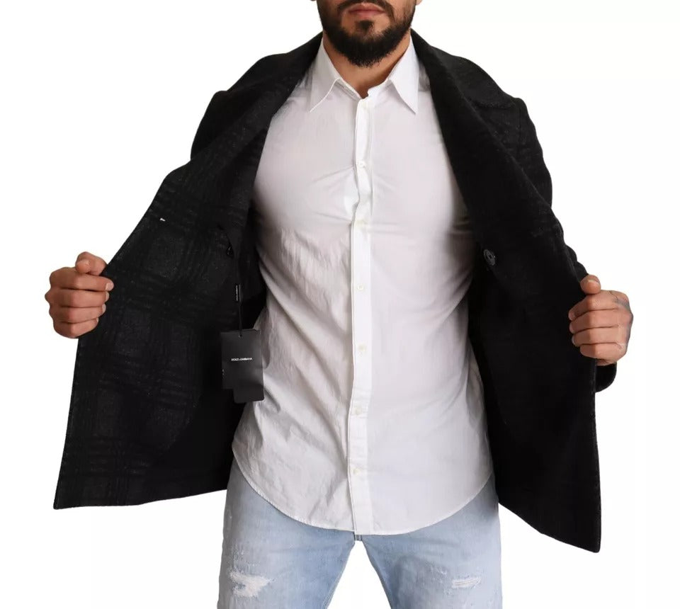 Dolce & Gabbana Trench noir en laine à carreaux